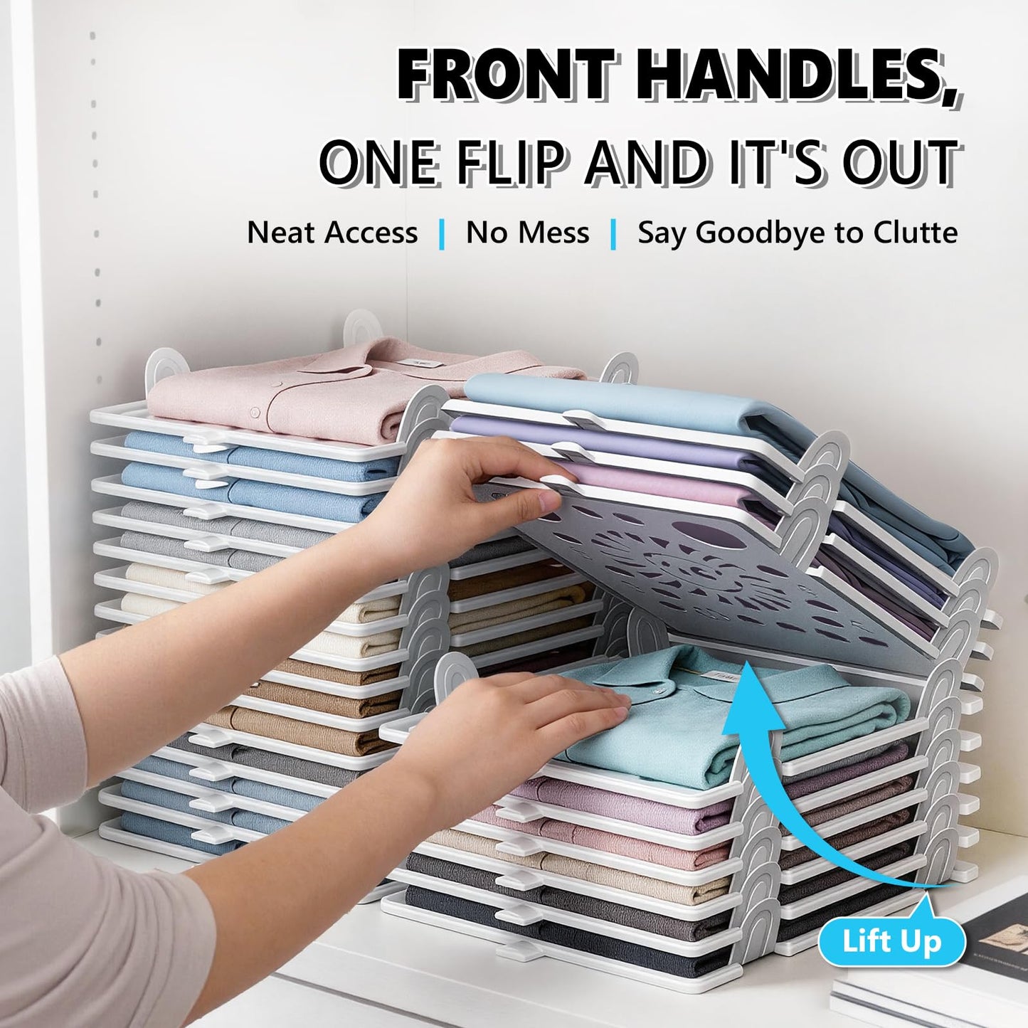 10Pc Stackable Closet Organizer & T-Shirt Folder Board Bundle