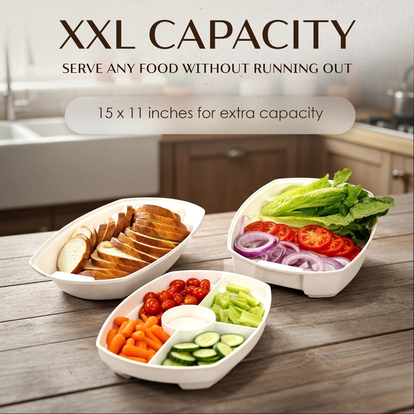 15" Chilled Serving Tray with Lid, 4-Compartment Ice Platter, BPA-Free Melamine