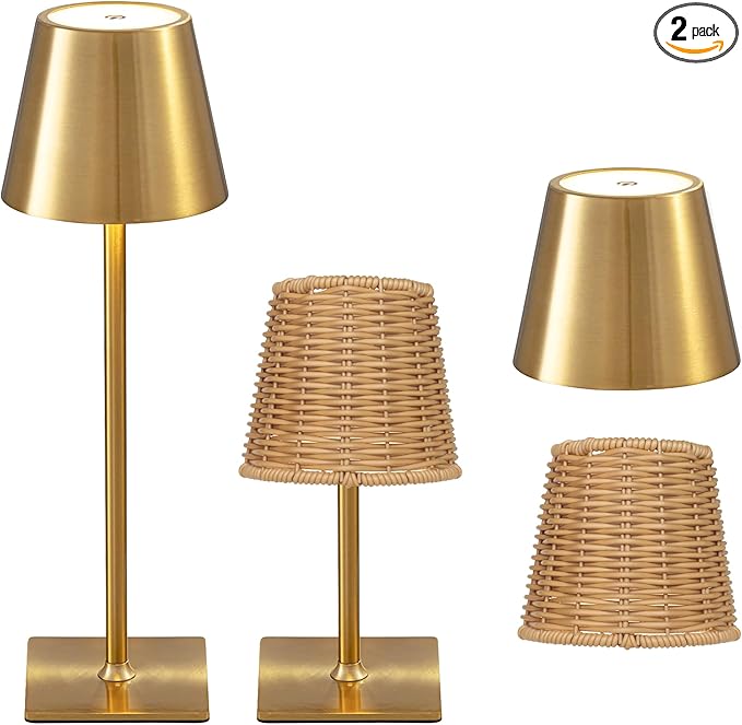 Set of 2 Rechargeable Cordless LED Table Lamps, Waterproof for Patio, Restaurant & Kitchen
