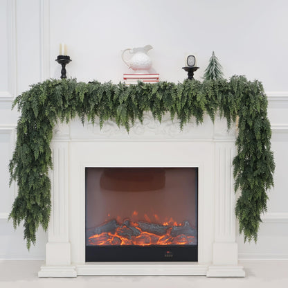 9FT Artificial Christmas Cedar Pine Garland, Realistic Greenery