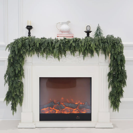 9FT Artificial Christmas Cedar Pine Garland, Realistic Greenery