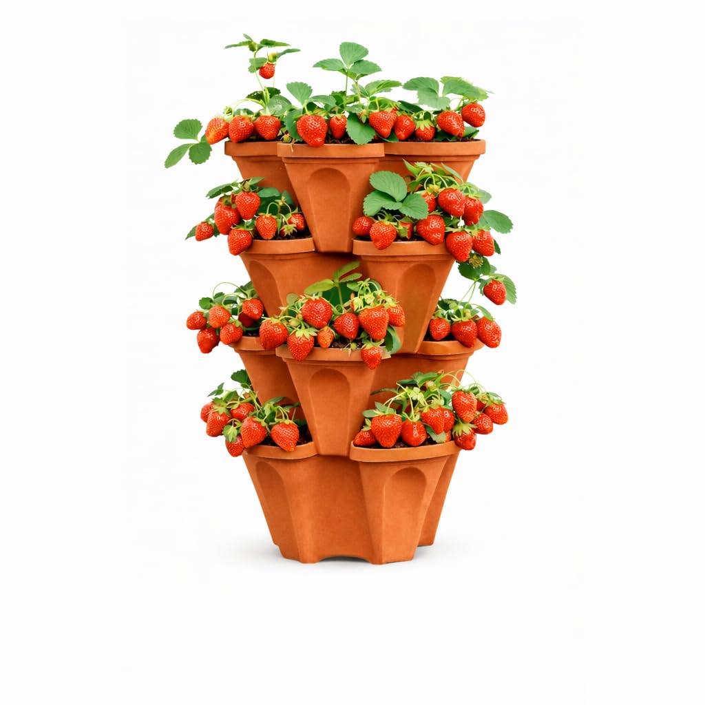 Stackable Vertical Growing System, Large Garden Planter for Strawberries & Herbs, Heavy Duty Design