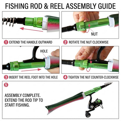 5.2ft Telescopic Carbon Fiber Fishing Rod, Portable Travel Lure Spinning Pole