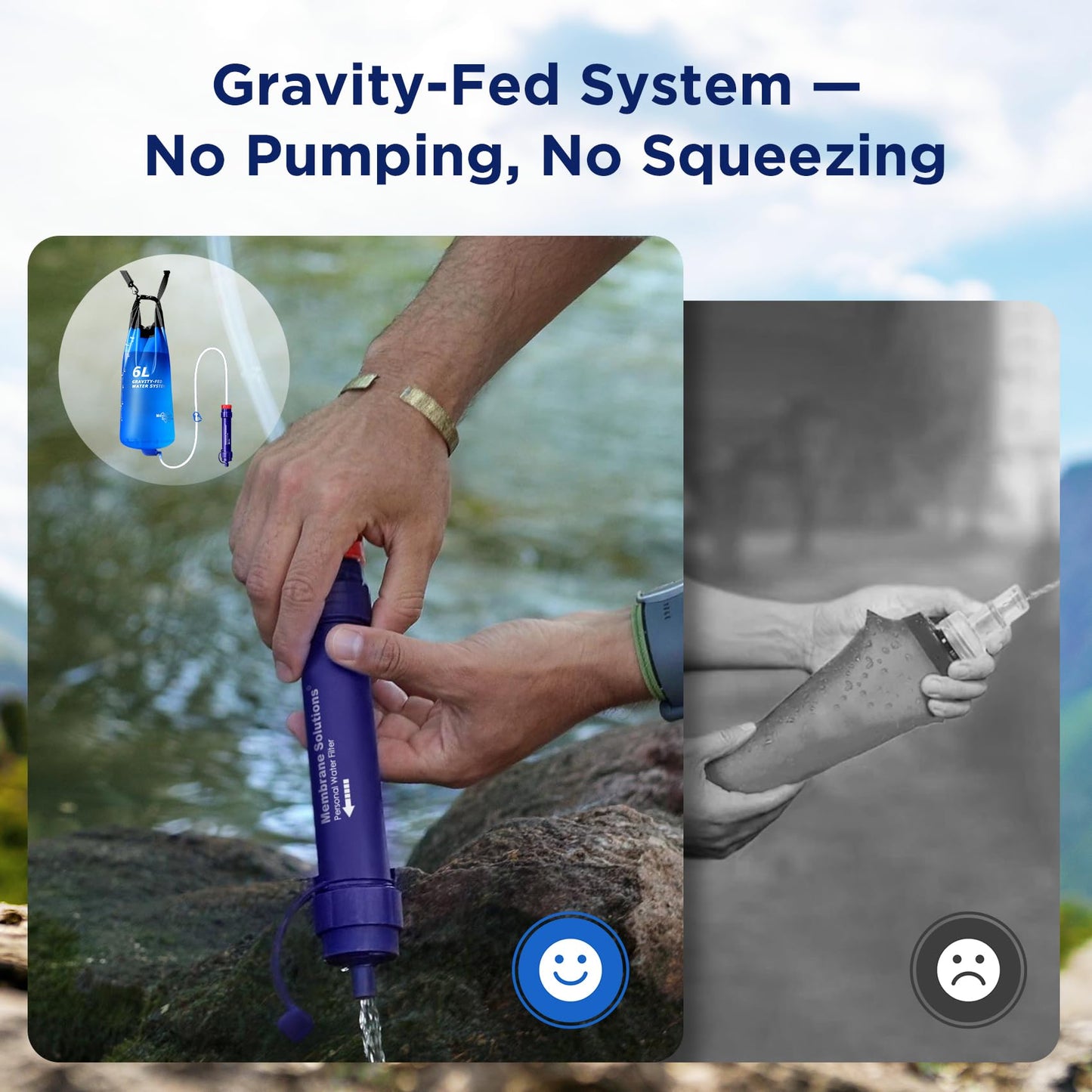Portable Gravity Water Filter System for Camping & Emergency Prep