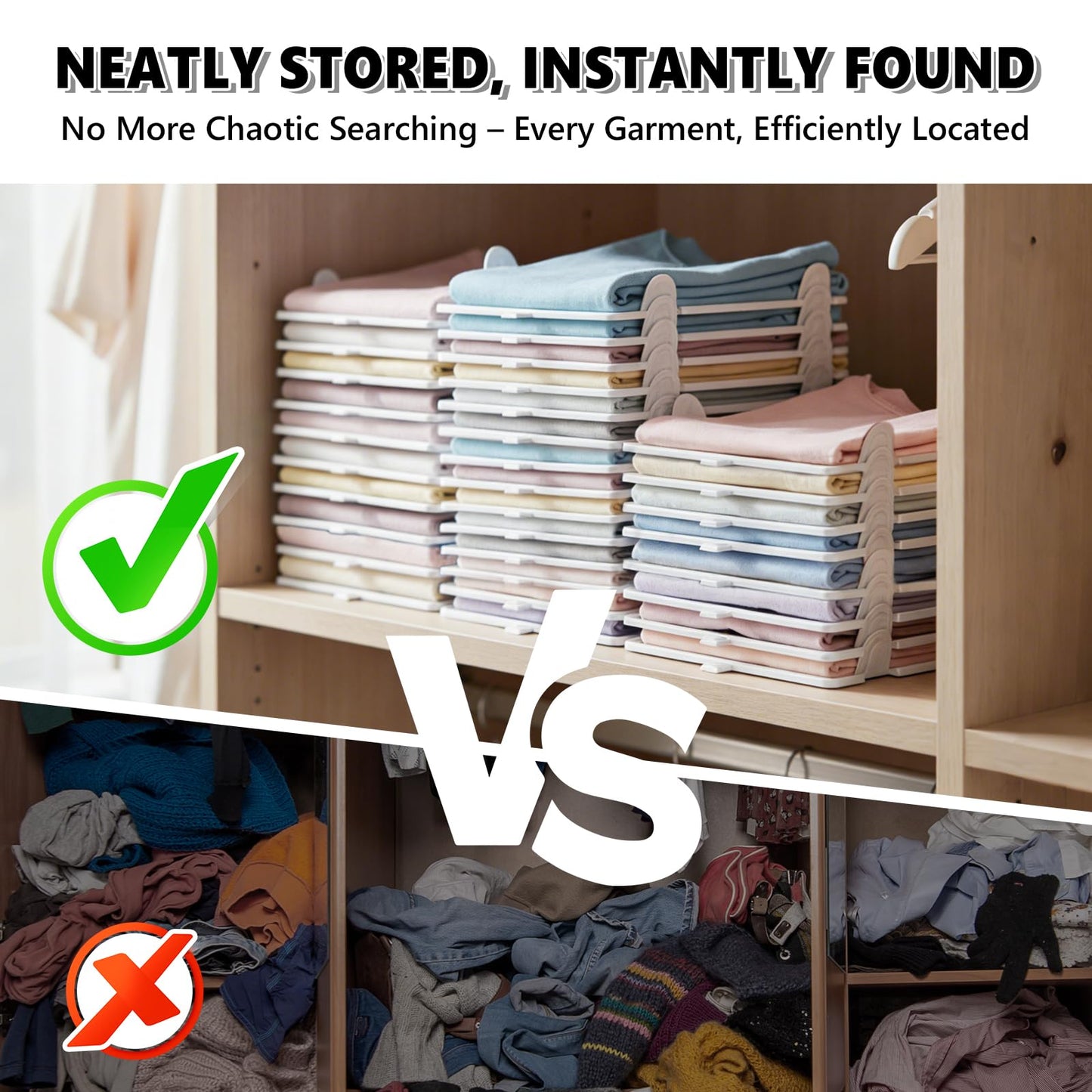 10Pc Stackable Closet Organizer & T-Shirt Folder Board Bundle