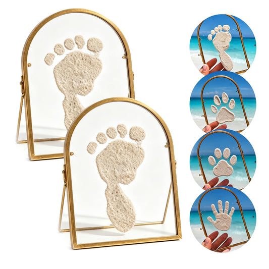 DIY Hand & Paw Print Keepsake Frame Set, Floating Glass Memory Kit Ideal for New Mom & Pet Owner Gifts