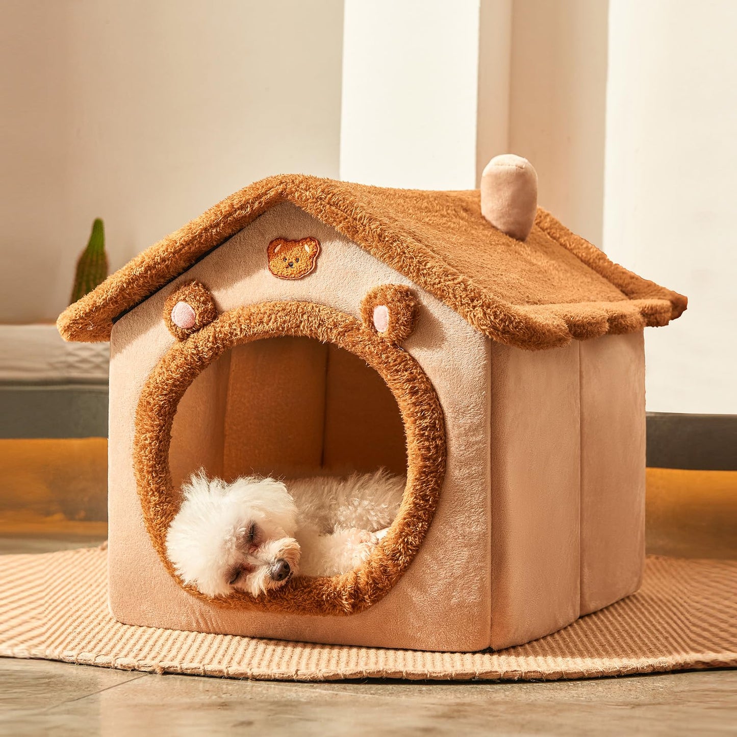 Foldable Dog House Bed with Cushion