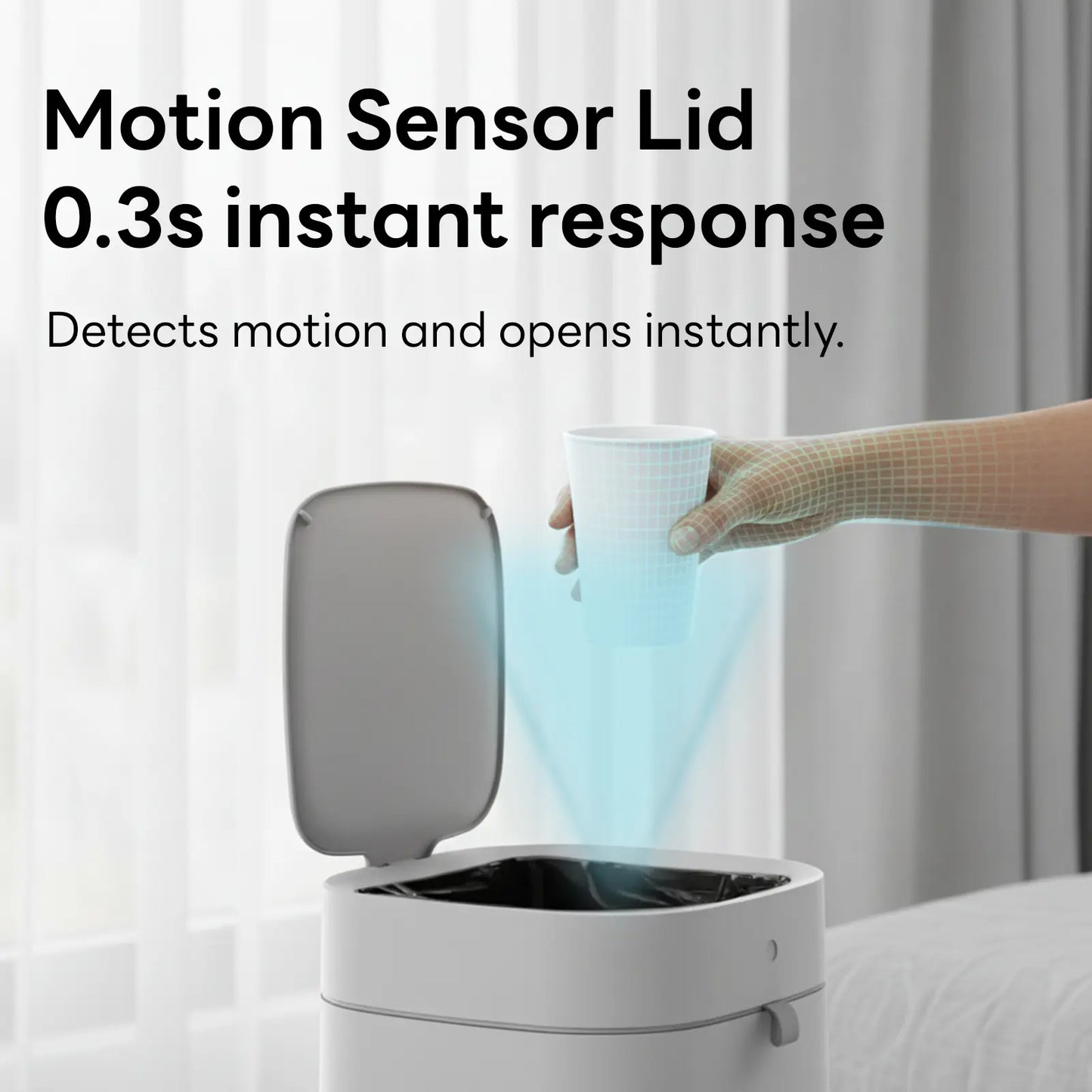 Automatic Sealing Smart Trash Can, Hands-Free Motion Sensor Garbage Bin
