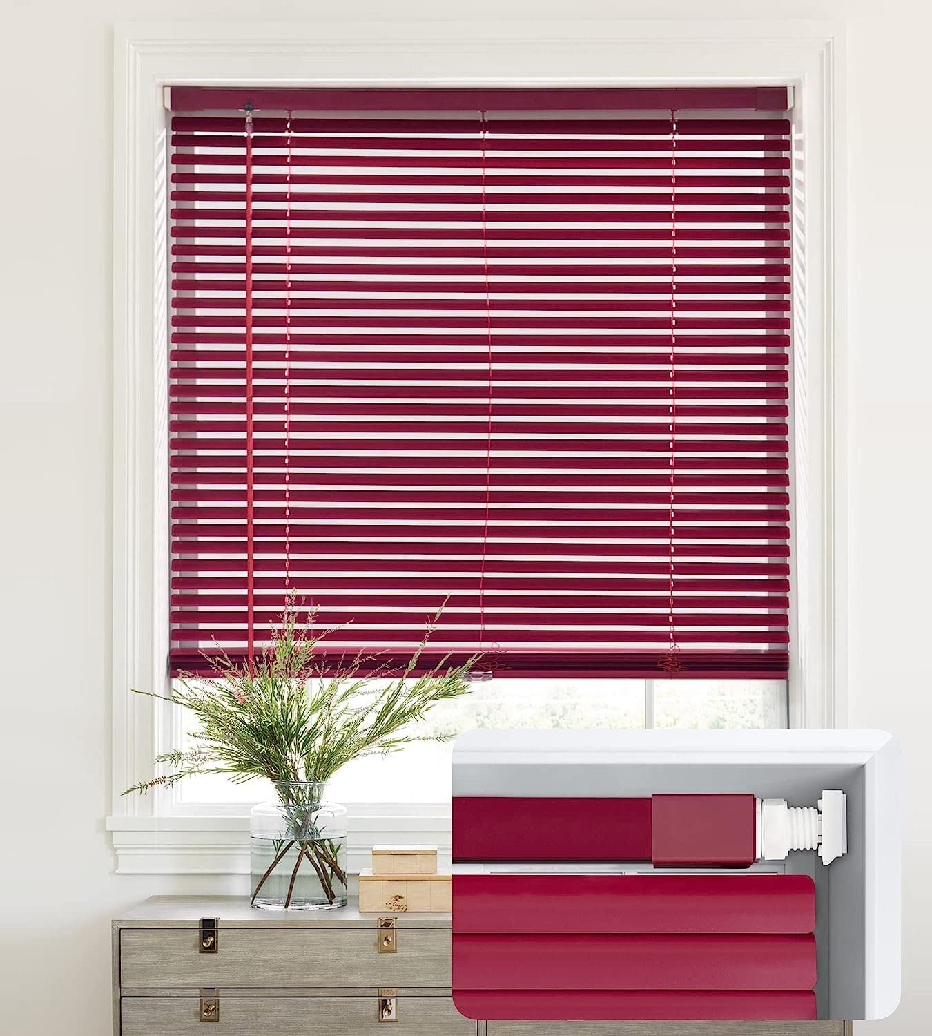 No Drill Cordless 1" Aluminum Mini Blinds, Light Filtering Horizontal Window Shades 21"W×48"H