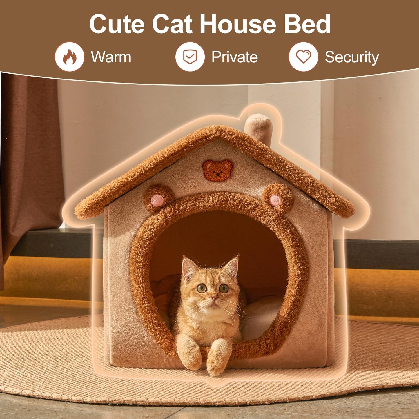 Foldable Dog House Bed with Cushion