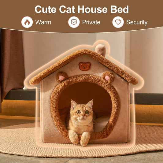 Foldable Dog House Bed with Cushion