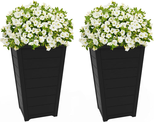 Modern Wood Look Resin Outdoor Planter Pots