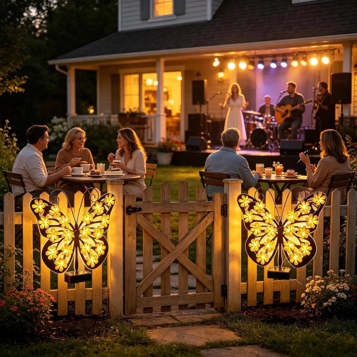 Solar-Powered Butterfly Light, Waterproof Outdoor LED Garden Wall Decor