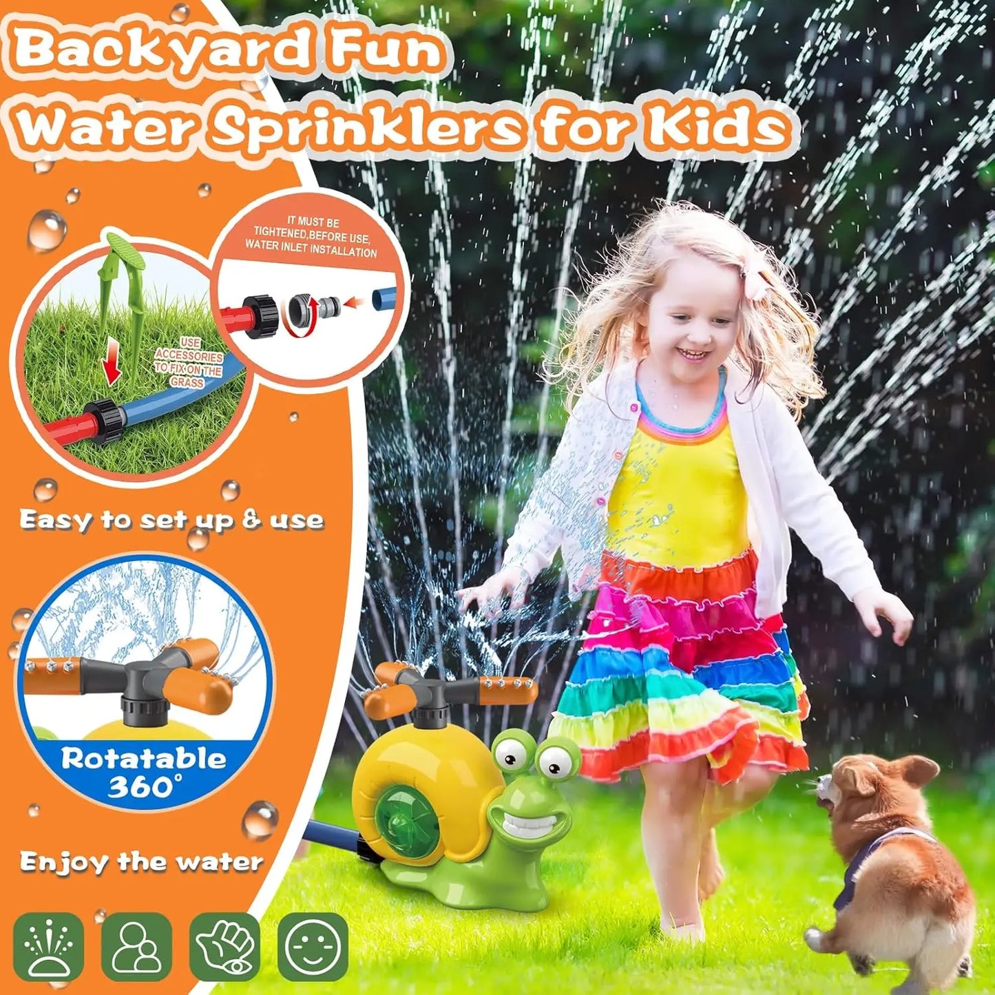 Summer Outdoor Water Toy Set, Rotating Sprinkler Baseball Tee with Water Balls for Kids Backyard Fun