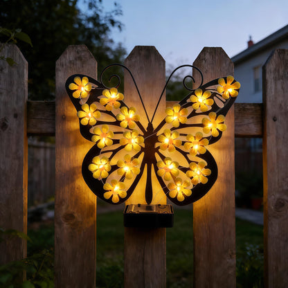 Solar-Powered Butterfly Light, Waterproof Outdoor LED Garden Wall Decor