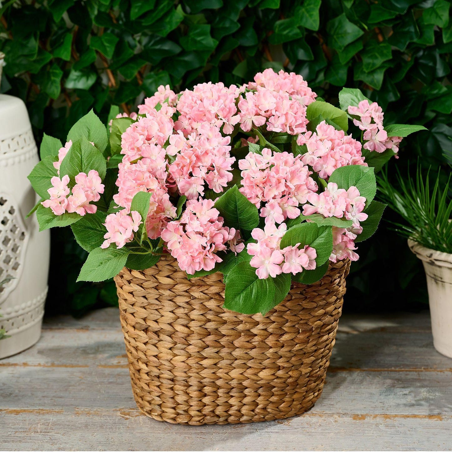 Indoor/Outdoor Hydrangea Urn Filler, Artificial Floral Arrangement