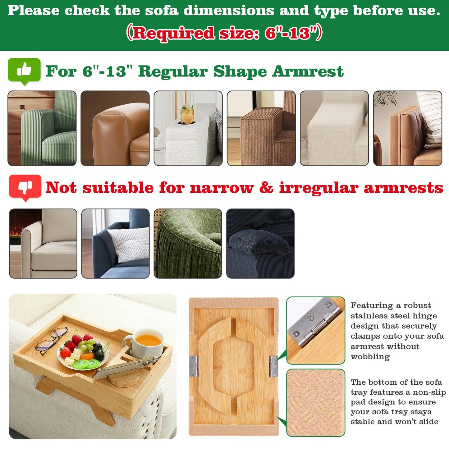 4-in-1 Couch Cup Holder Tray with 360° Rotating Phone Holder, Clip-On Armrest Side Table