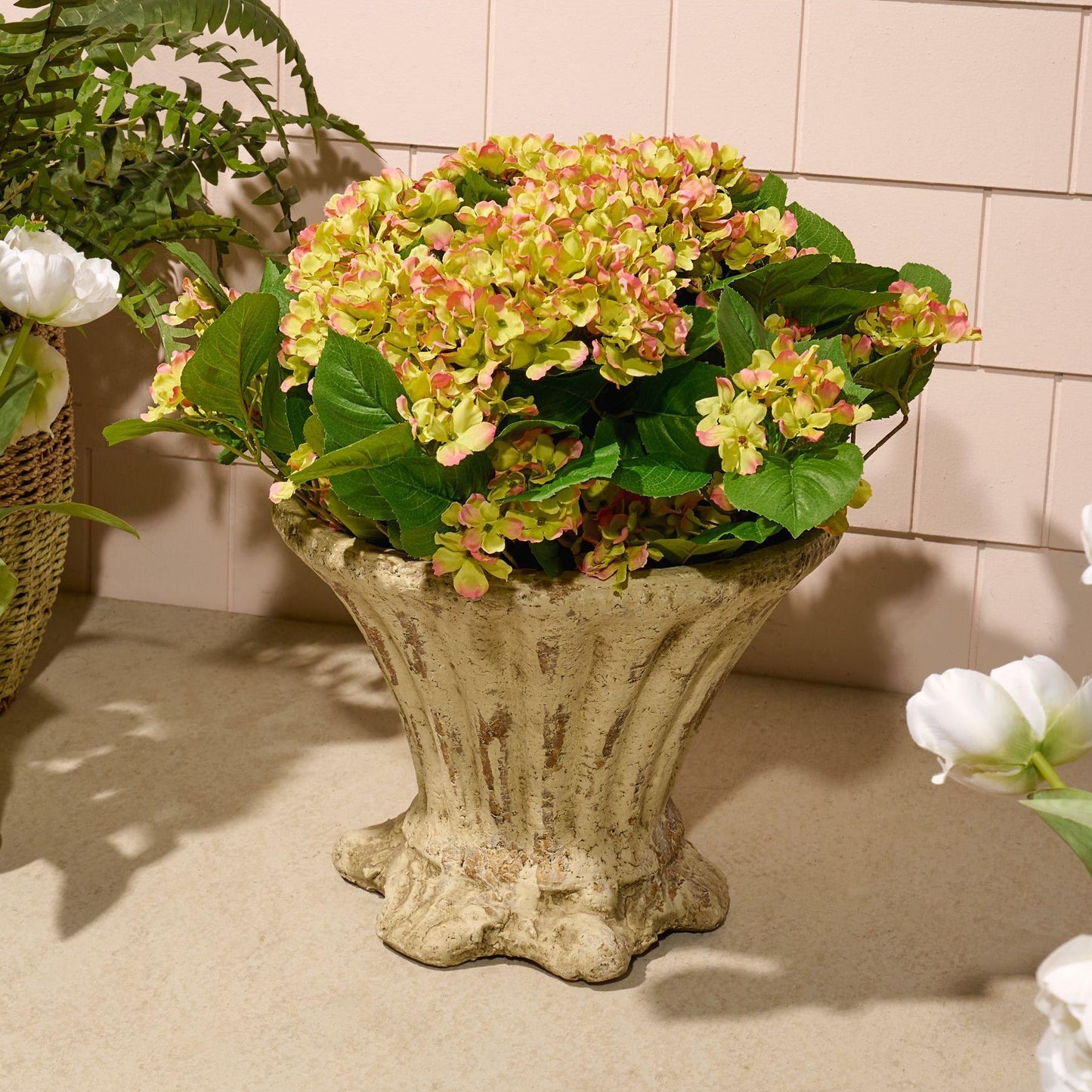 Indoor/Outdoor Hydrangea Urn Filler, Artificial Floral Arrangement