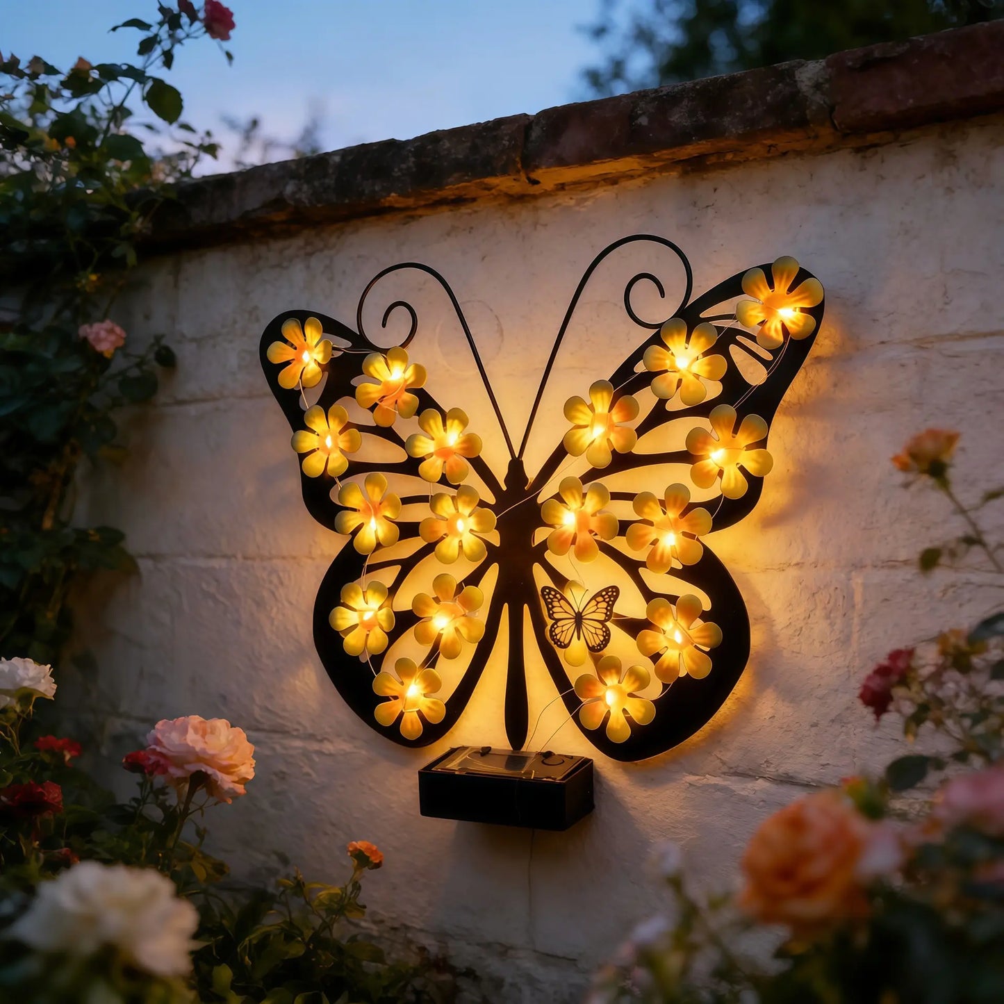Solar-Powered Butterfly Light, Waterproof Outdoor LED Garden Wall Decor