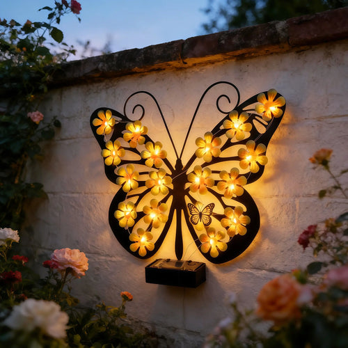 Solar-Powered Butterfly Light, Waterproof Outdoor LED Garden Wall Decor