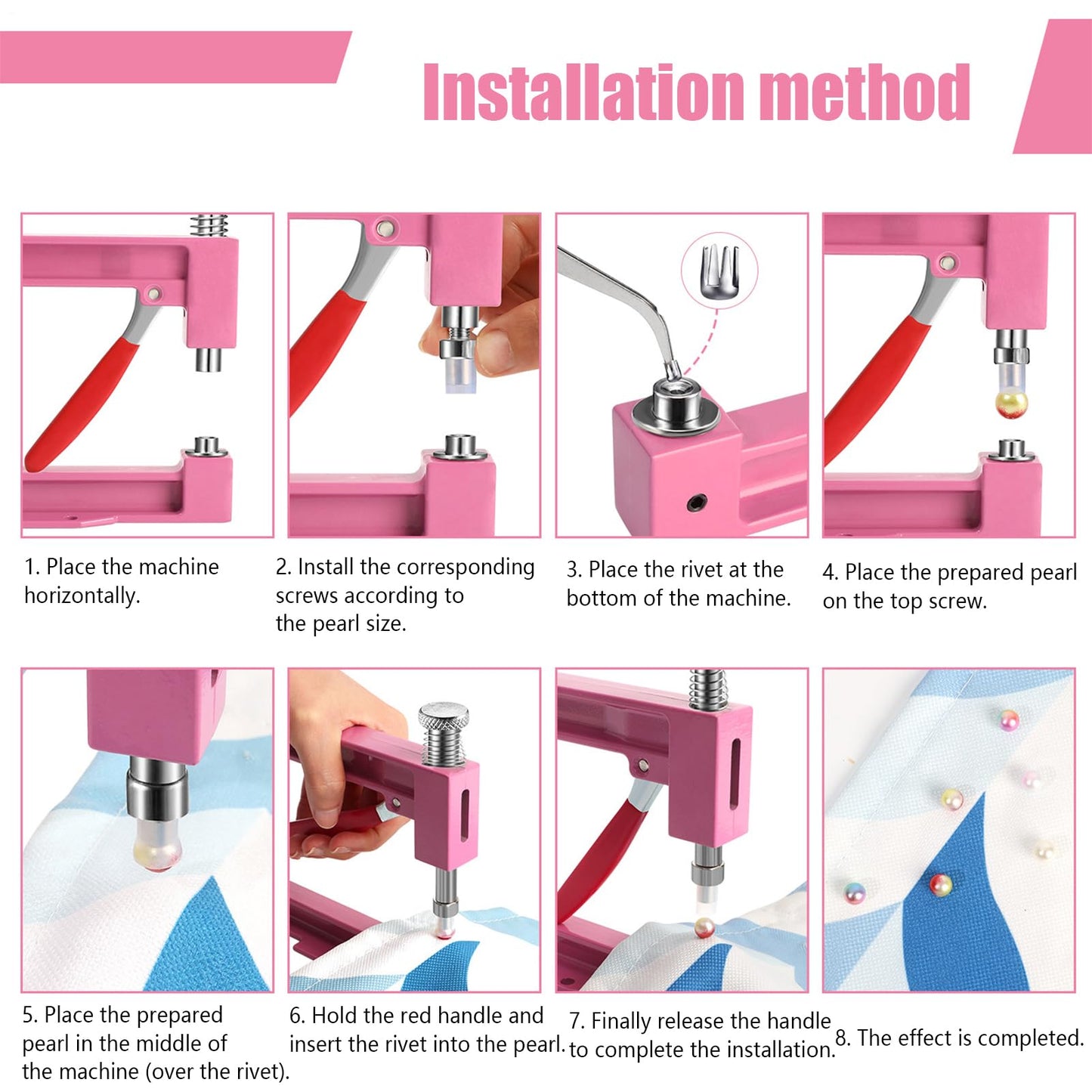Manual Bead & Rhinestone Setting Tool, Portable Fastener Press for DIY Jewelry, Garment and Wedding Accessory Making