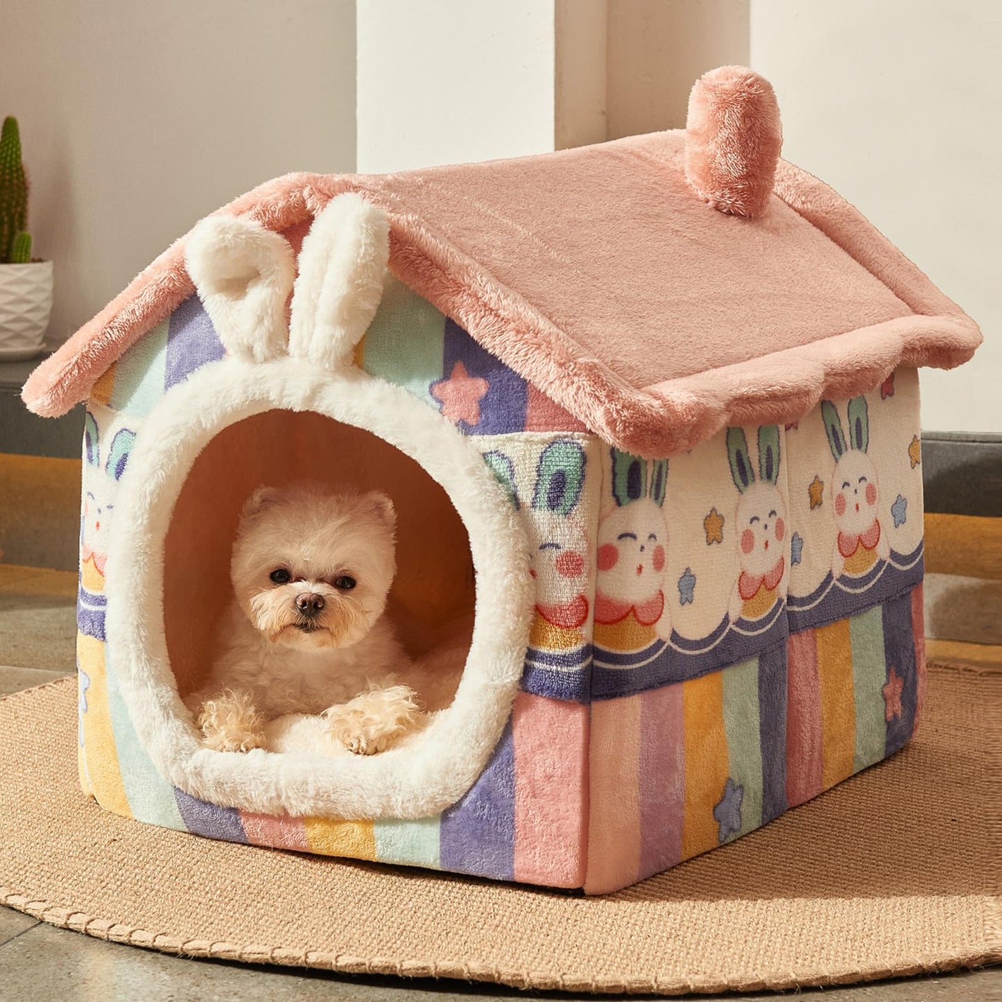 Foldable Dog House Bed with Cushion