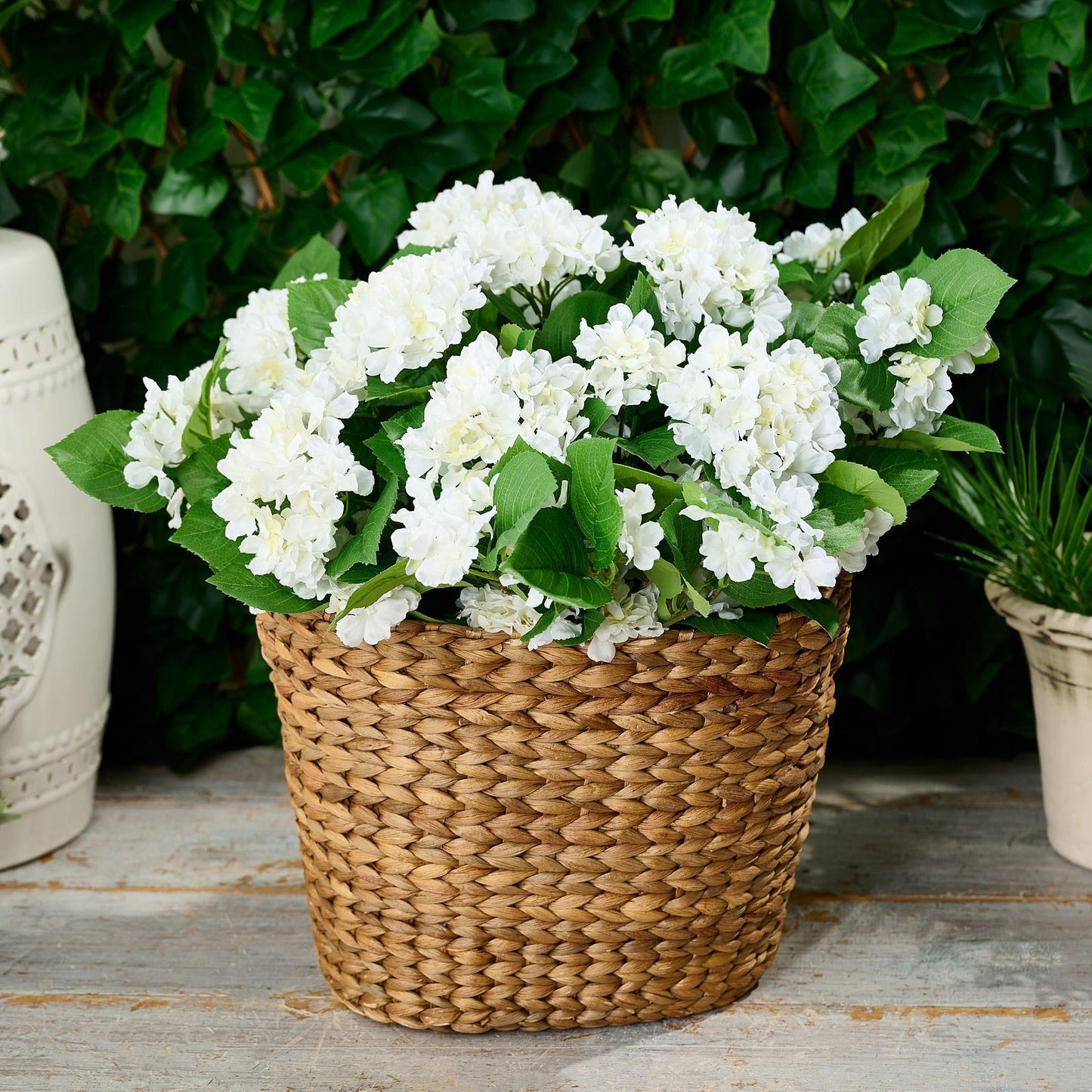 Indoor/Outdoor Hydrangea Urn Filler, Artificial Floral Arrangement