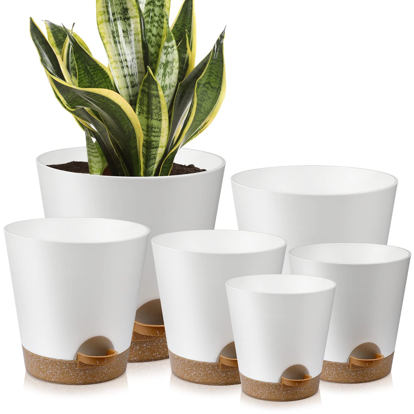 Indoor Self Watering Planters with Drainage Holes and Saucers