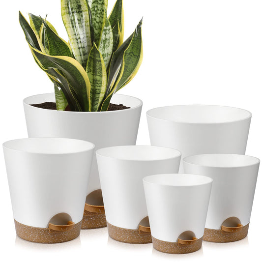 Indoor Self Watering Planters with Drainage Holes and Saucers