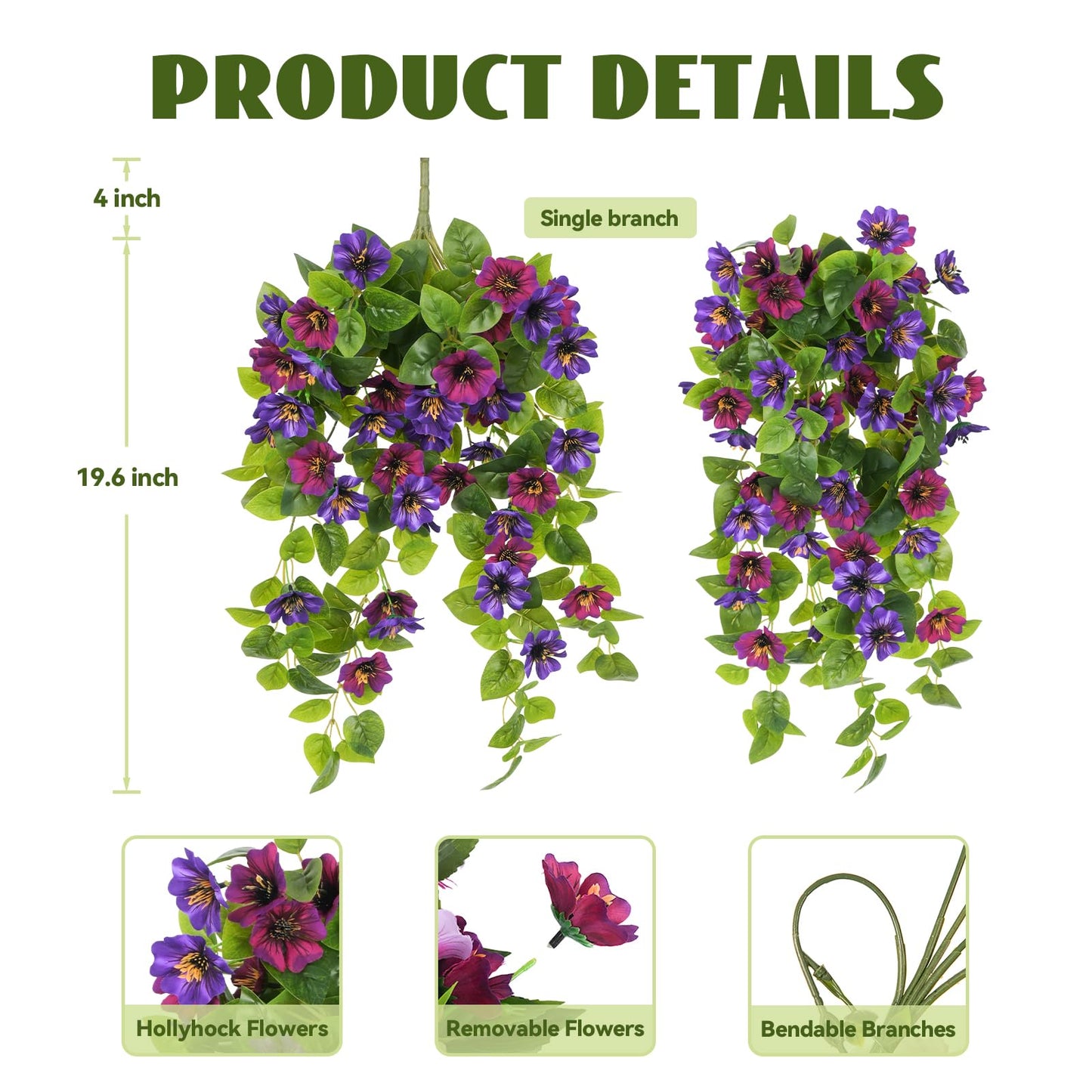 Fake Artificial Flowers Hanging for Outdoors Decor