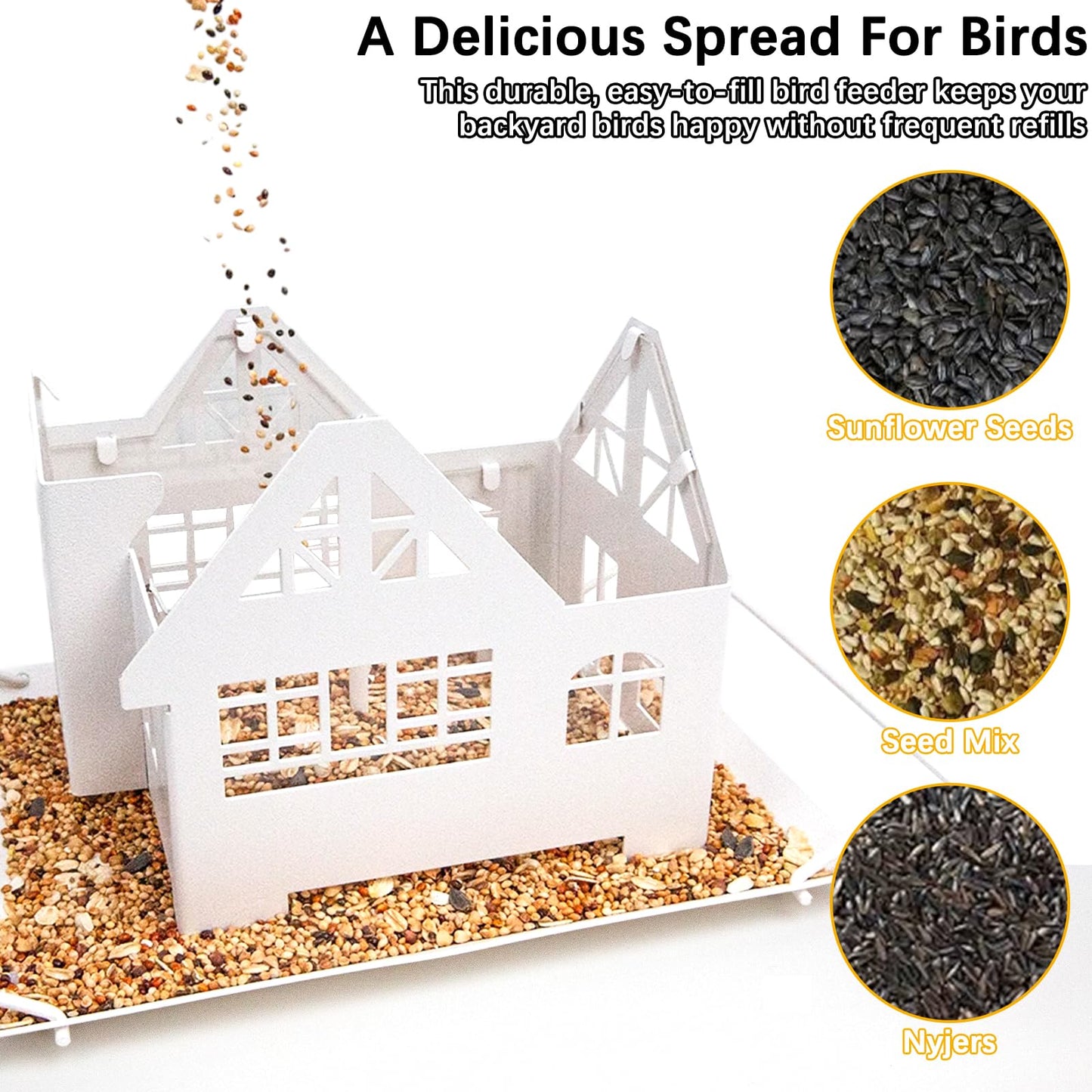 Metal Hanging Bird Feeder with Solar Lights, Wild Bird Feeder for Garden Decor & Gifts