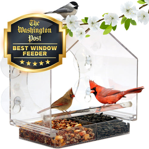 Transparent Acrylic Window Bird Feeder, Weatherproof Suction Cup Birdhouse for Outdoor Bird Watching, Easy to Clean
