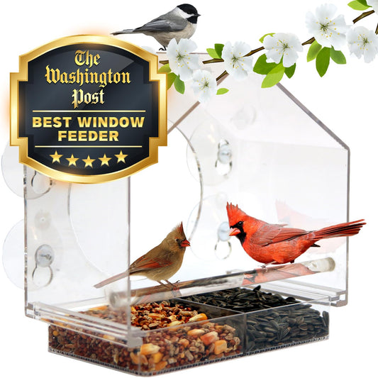 Transparent Acrylic Window Bird Feeder, Weatherproof Suction Cup Birdhouse for Outdoor Bird Watching, Easy to Clean