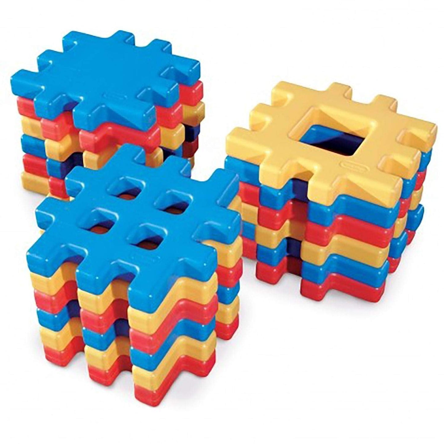 Big Waffle Block Set, 18 Pieces Toddler Building Blocks in Blue/Red/Yellow, Educational Toy for Kids