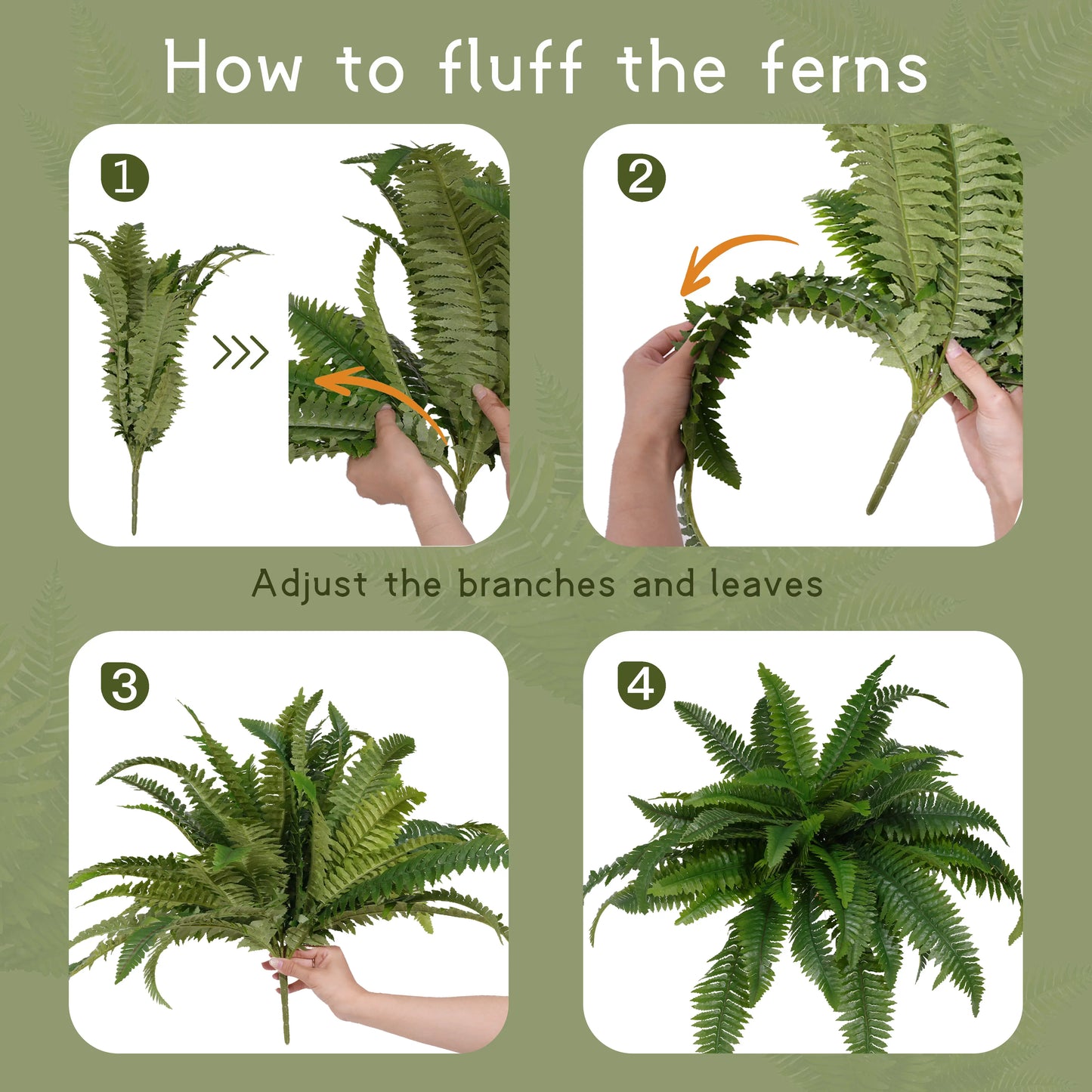 2Pcs Artificial Boston Fern Plant, 48 Inch Faux Greenery with 55 Branches for Indoor Outdoor Home Decor