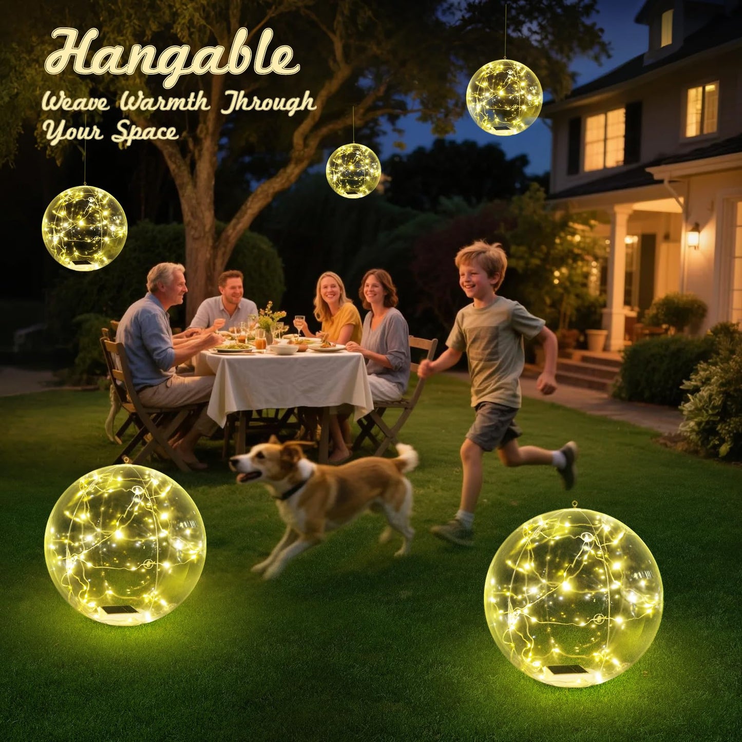 4Pcs 15in Warm White Solar Floating Pool Ball Lights, Auto On/Off Waterproof Decor Lamps
