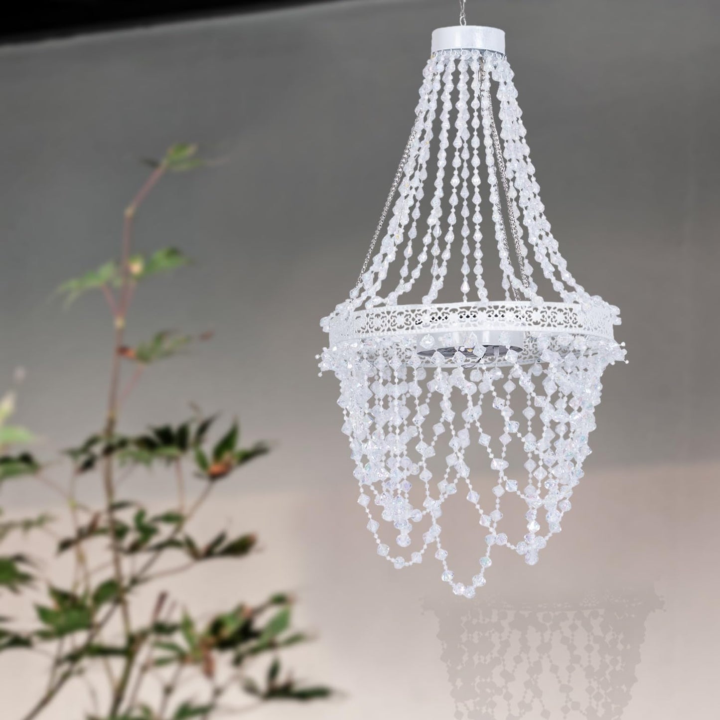 Solar Hanging Crystal Chandelier, Waterproof 54 LED Outdoor Light for Garden, Wedding & Parties