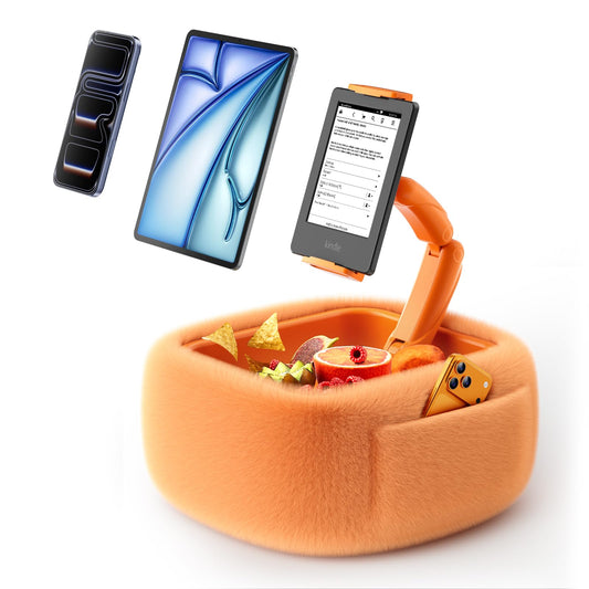 Tablet Pillow Stand with Snack Bowl, 360° Adjustable 4.7-14.6”