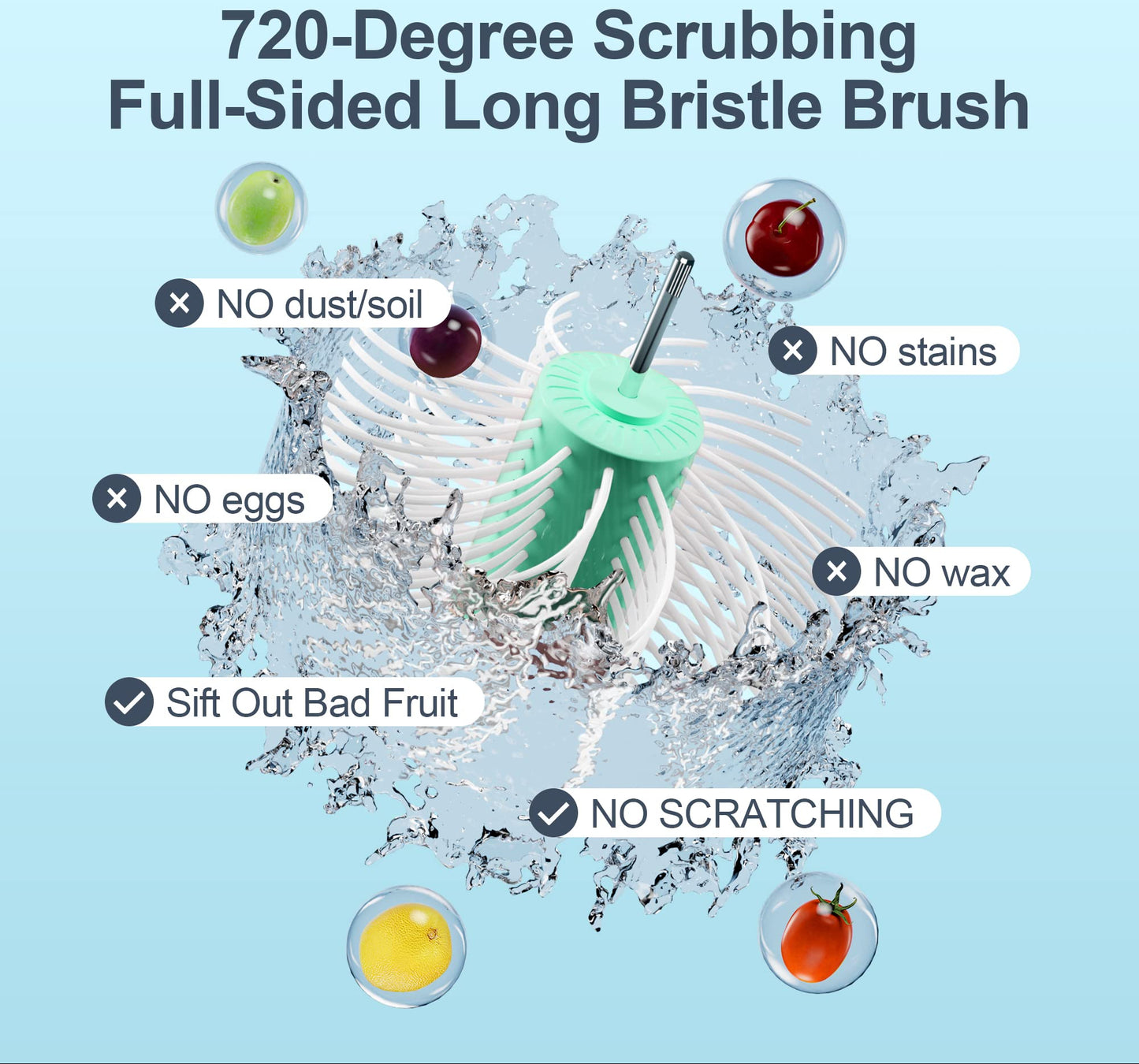 Multifunctional Fruit Washer Spinner Bowl, Portable Vegetable Cleaning Scrubber for Home Kitchen