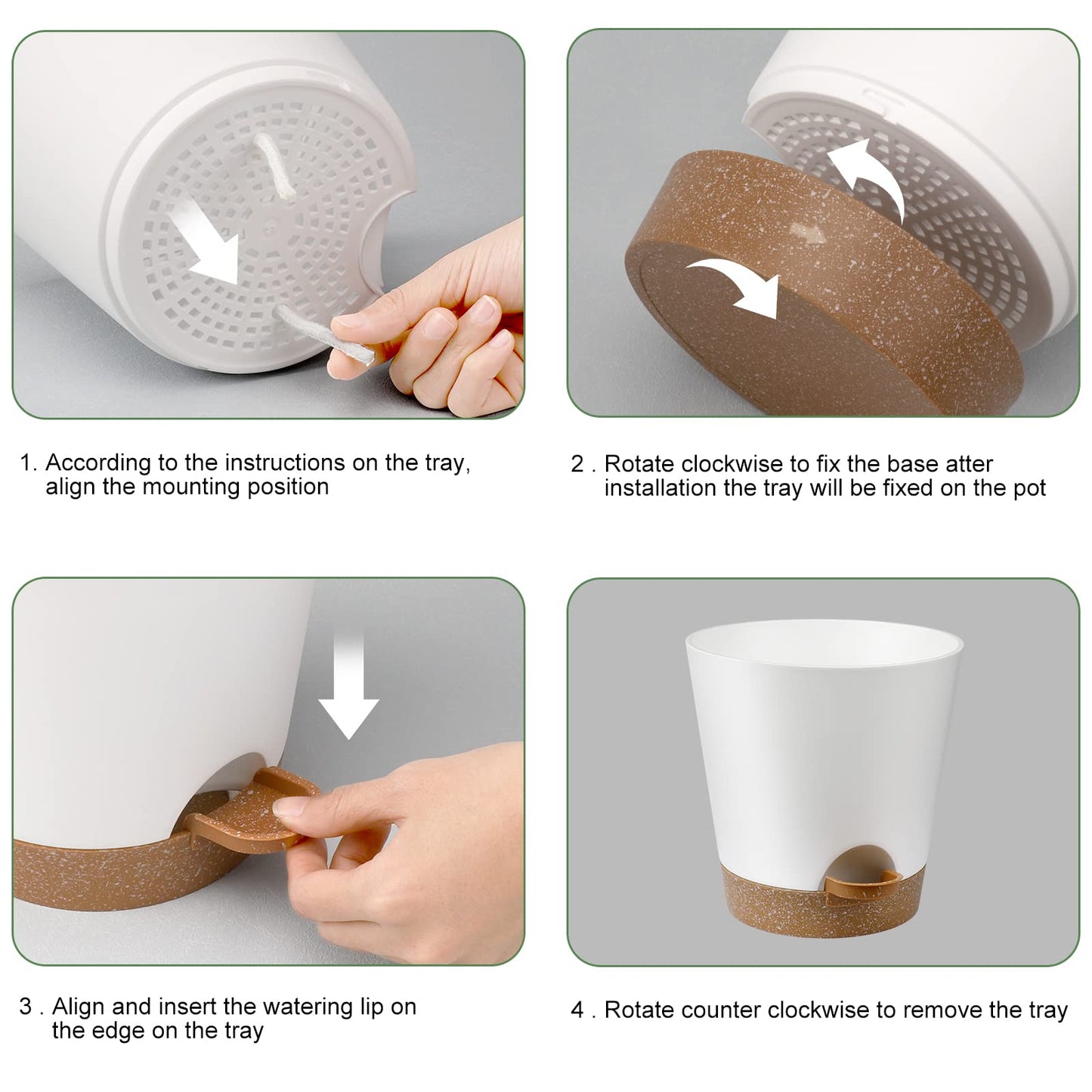 Indoor Self Watering Planters with Drainage Holes and Saucers