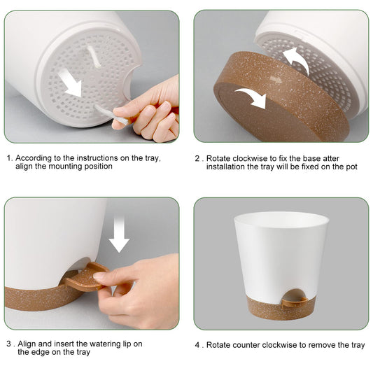 Indoor Self Watering Planters with Drainage Holes and Saucers