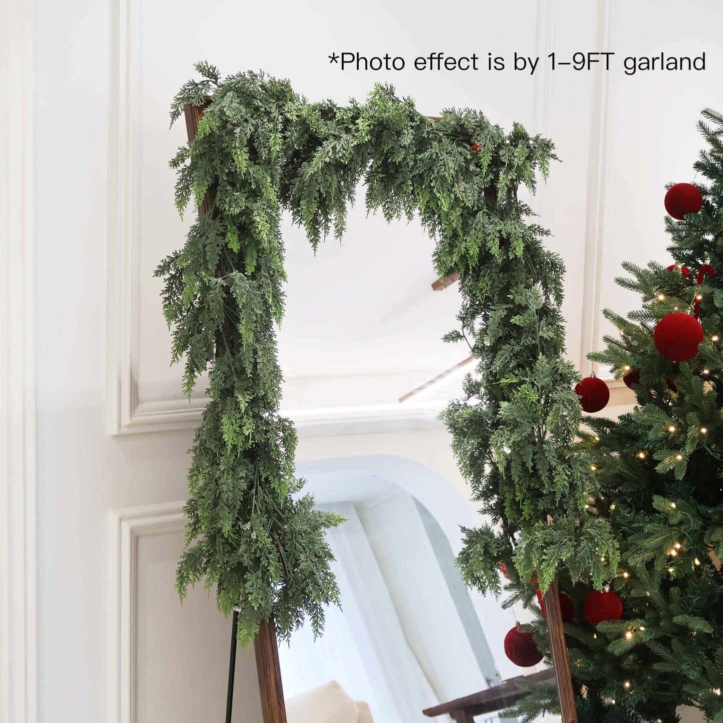 9FT Artificial Christmas Cedar Pine Garland, Realistic Greenery