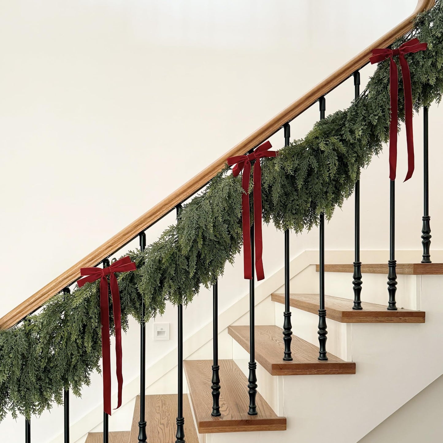 9FT Artificial Christmas Cedar Pine Garland, Realistic Greenery