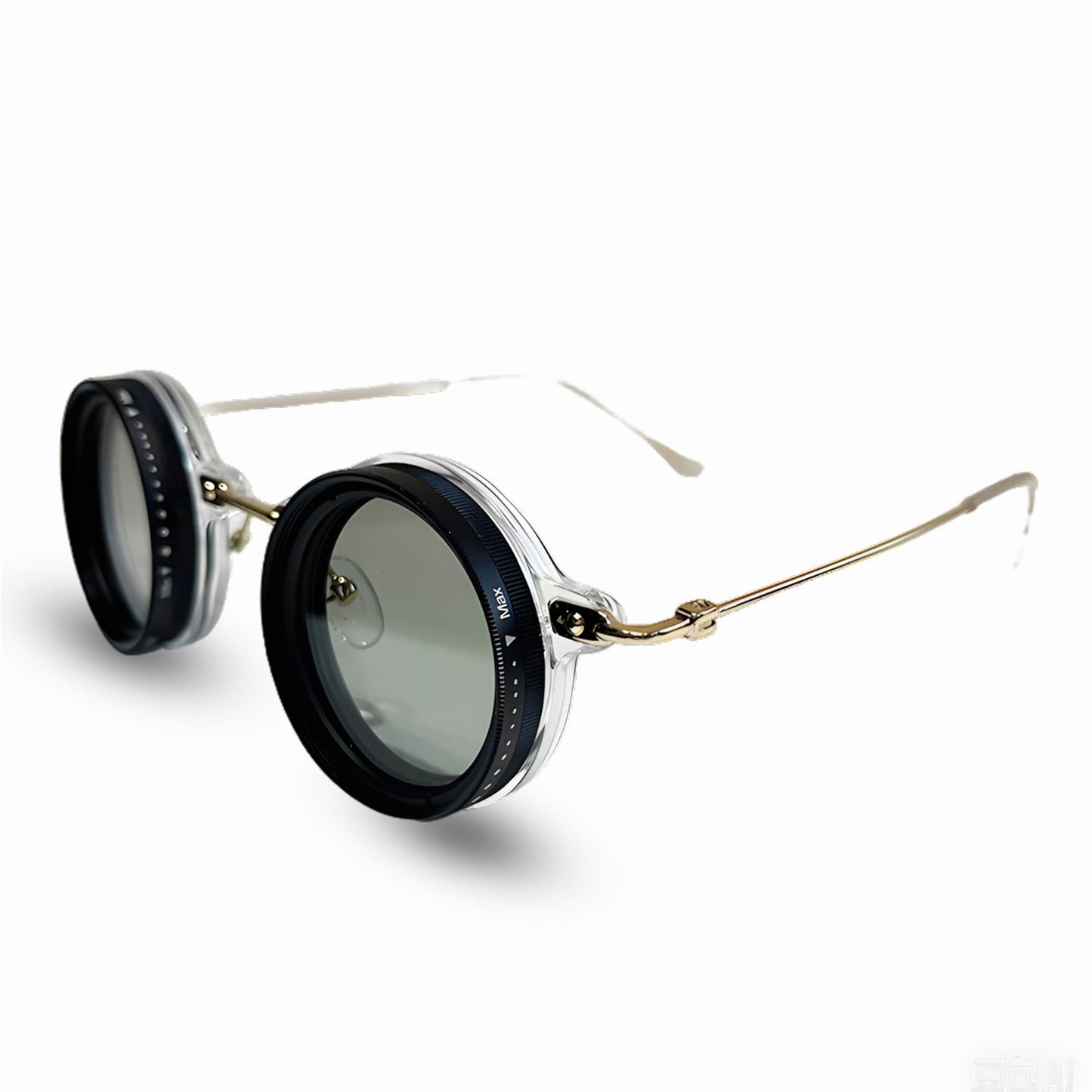 Adjustable Tint Polarized Sunglasses, 1-9 Gears ND Filter Round Eyewear with UV400 Protection for Beach and Outdoor Use