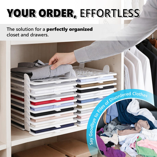 10Pc Stackable Closet Organizer & T-Shirt Folder Board Bundle