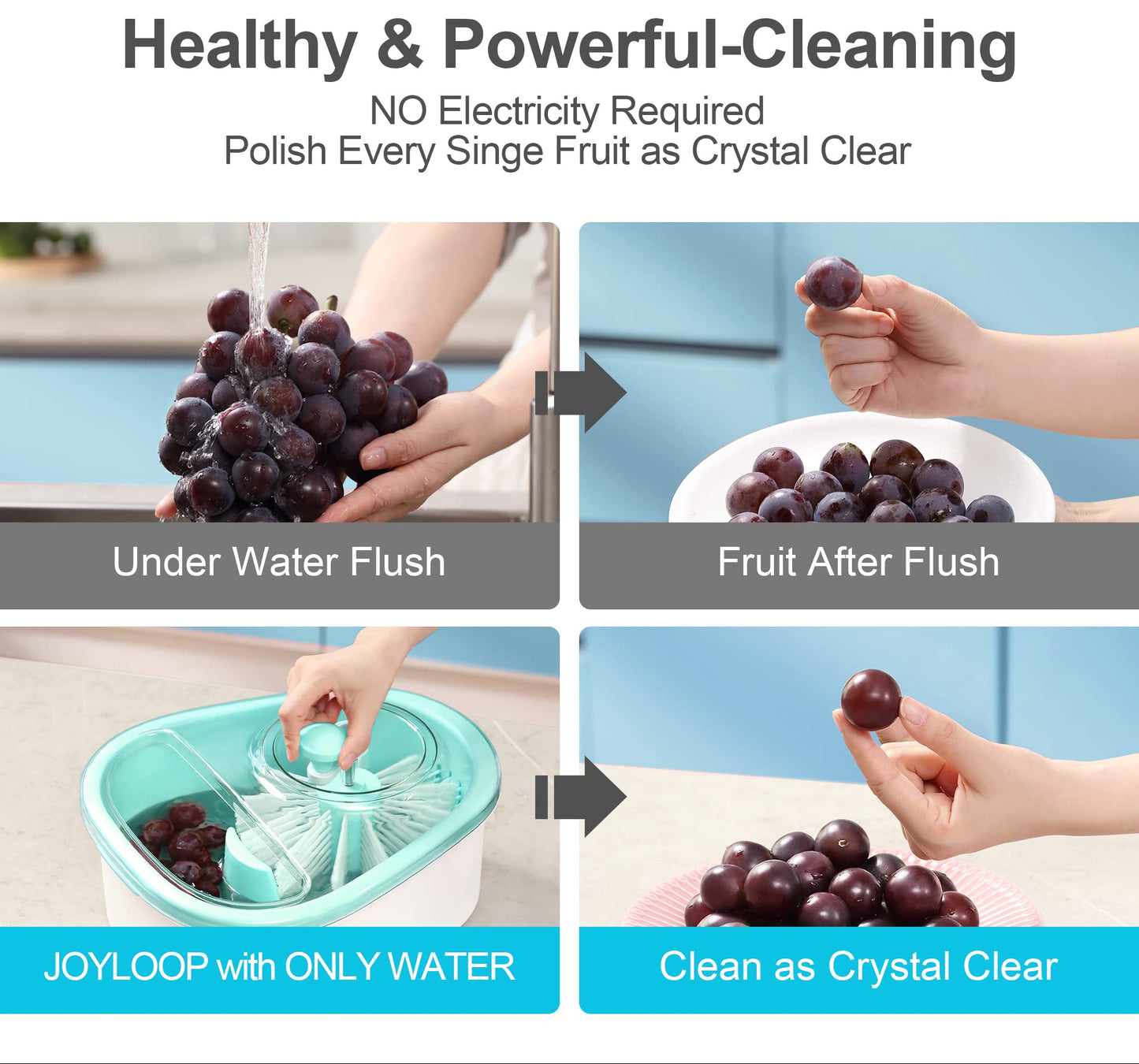 Multifunctional Fruit Washer Spinner Bowl, Portable Vegetable Cleaning Scrubber for Home Kitchen