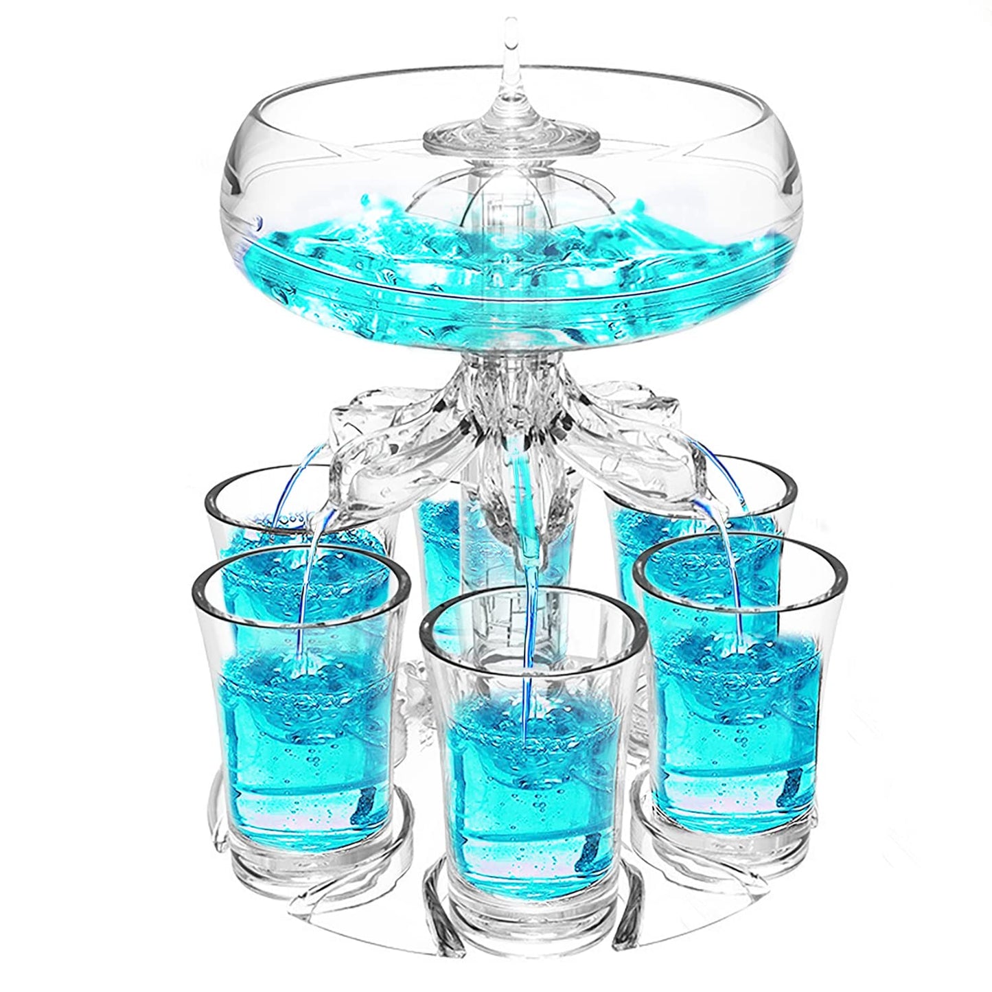 Party Shot Dispenser Set with 6 Shot Glasses, Acrylic Liquor Pourer