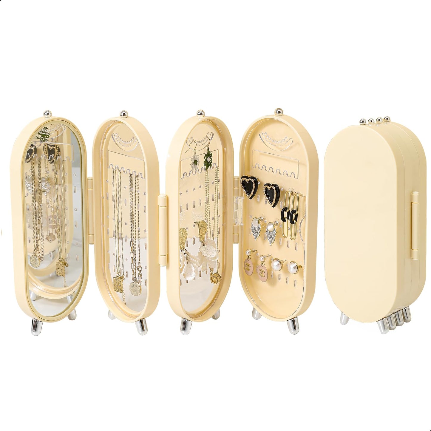 Foldable Jewelry Organizer Box with Mirror