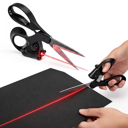 Black Laser Guided Sewing Scissors, Ergonomic Handle for Fabric & Crafts