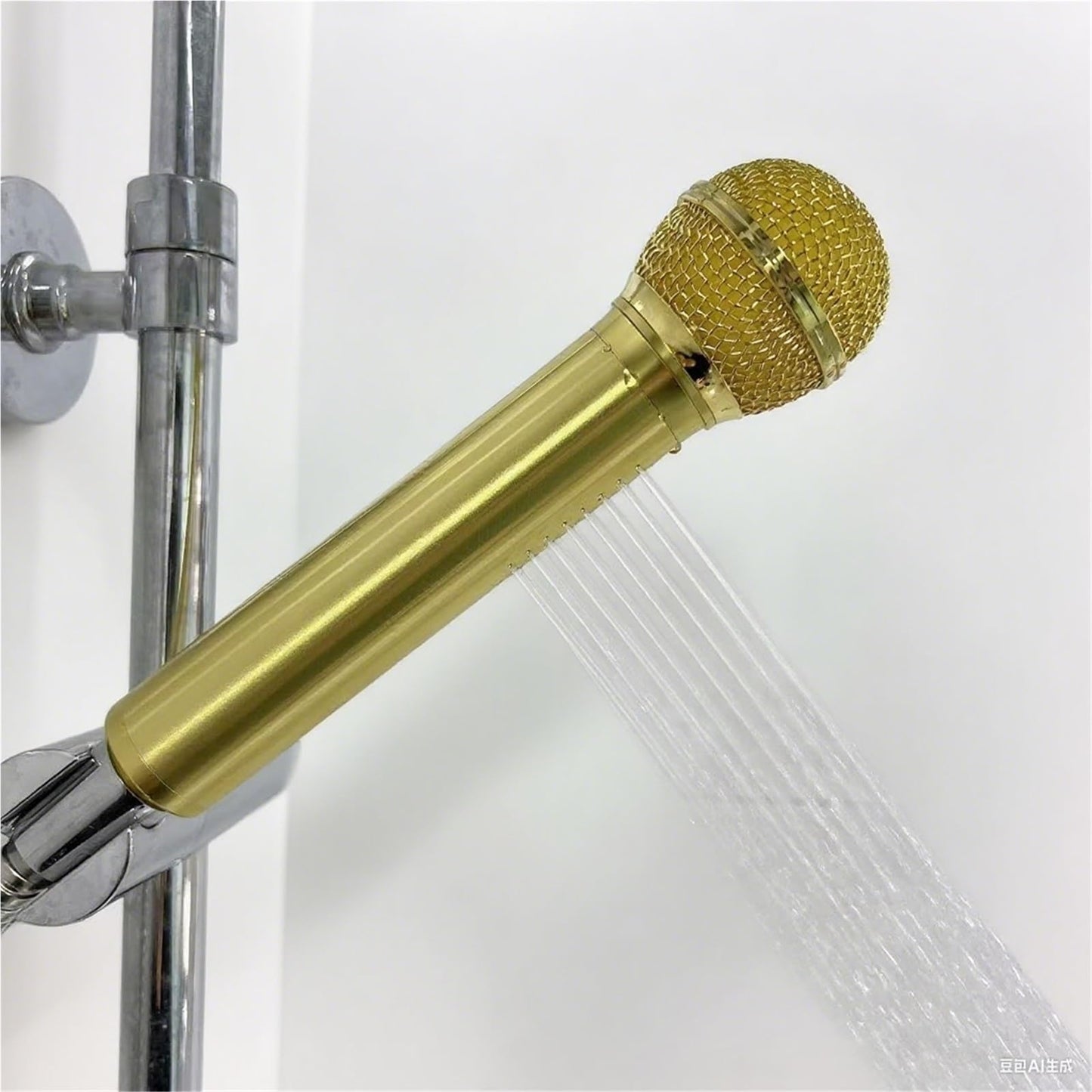 Microphone Shaped Showerhead, Aviation Aluminum Alloy Handheld Shower Head with Metallic Texture